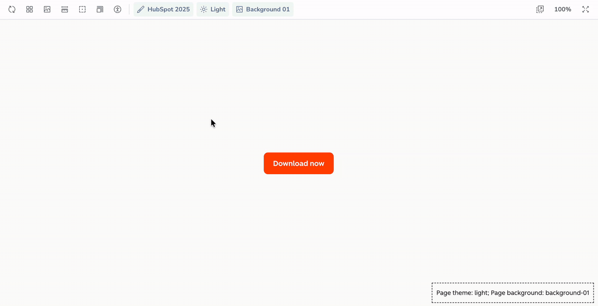 Switching a button between brand themes such as HubSpot 2025, HubSpot 2022 and sub-brands from a brand menu