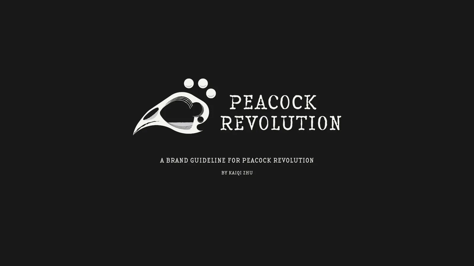Cover: Peacock Revolution logo, a brand guideline by Kaiqi Zhu