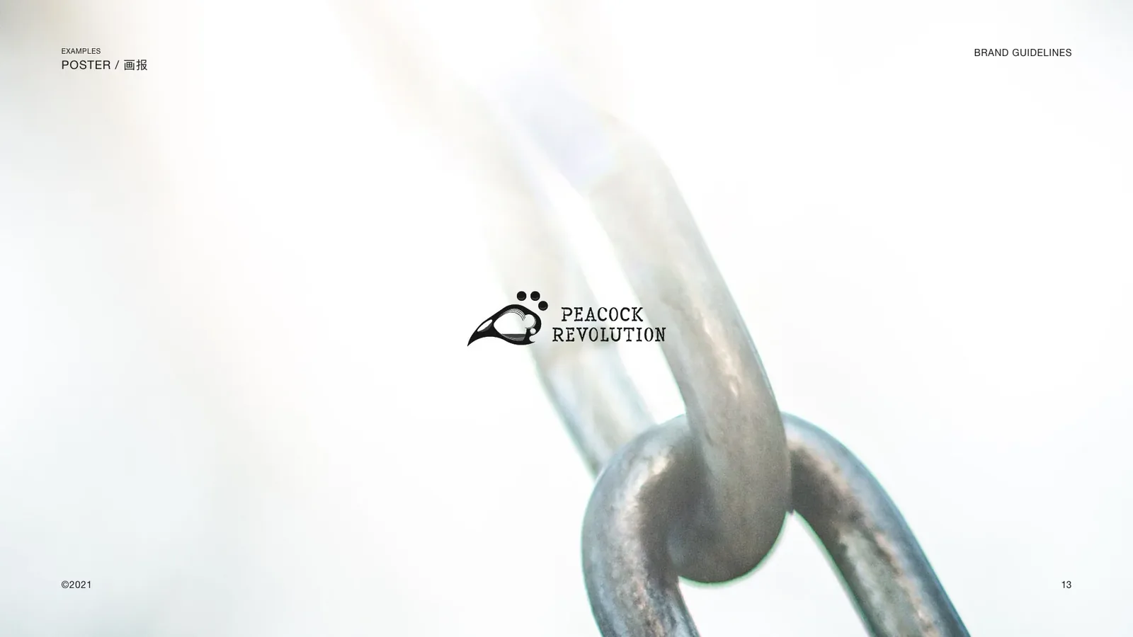 Poster: full mark over a close-up of chain links